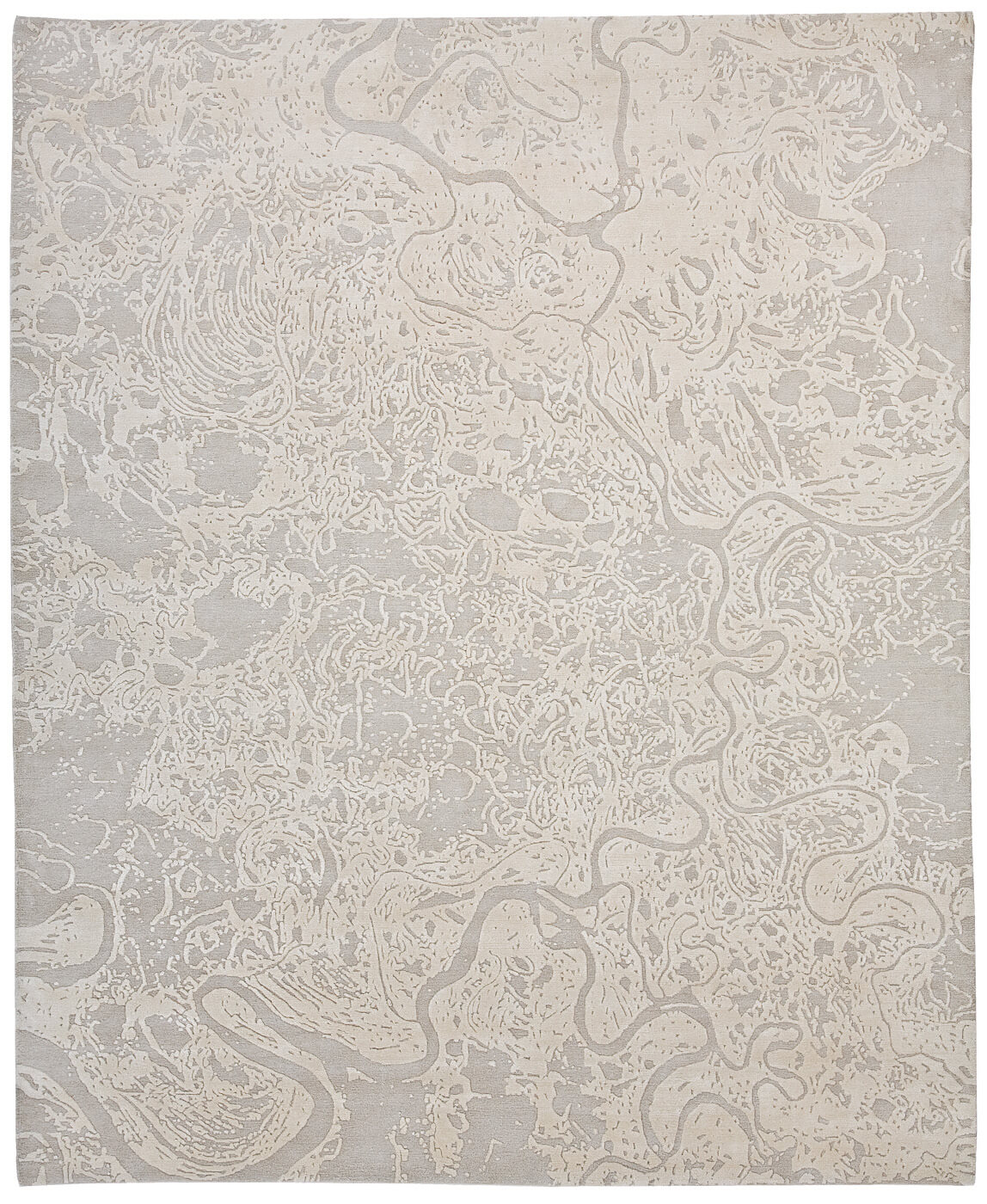 Hand-Knotted Grey & Beige Rug