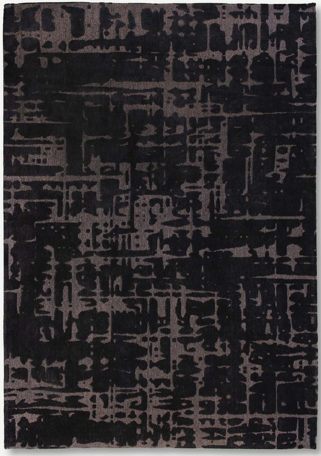 Abstract Black Belgian Rug ☞ Size: 2' 7" x 5' (80 x 150 cm)