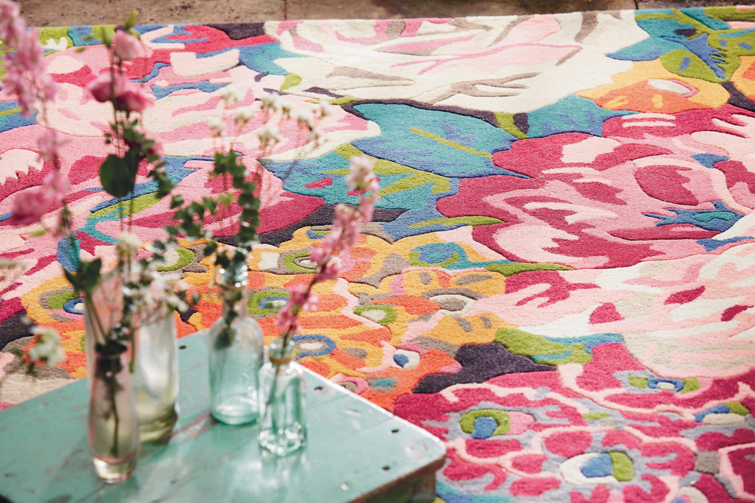 Rose & Peony Floral Wool Rug