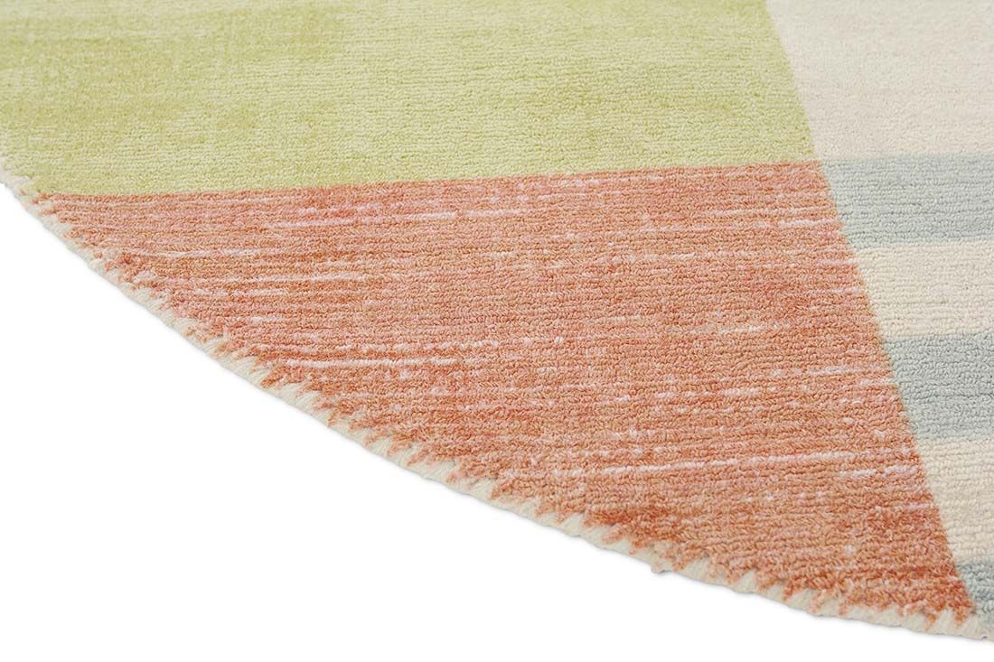 Straight Lines Handloom Wool Circle Rug