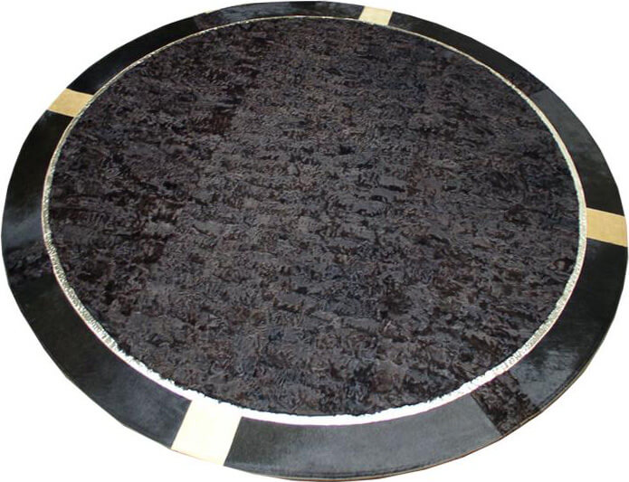 Round Real Fur Black/Gold Rug ☞ Size: Ø 300 cm