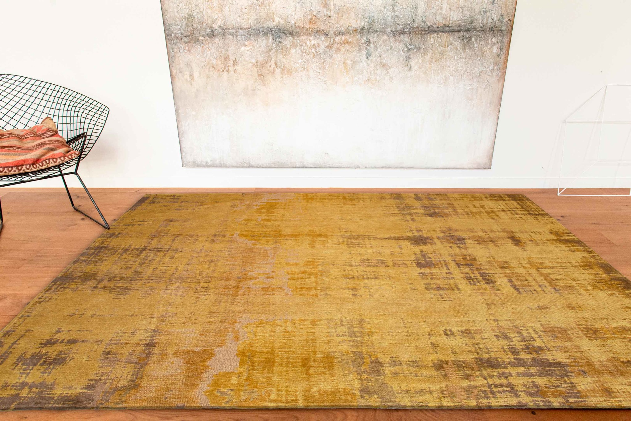 Erased Art Gold Abstract Rug