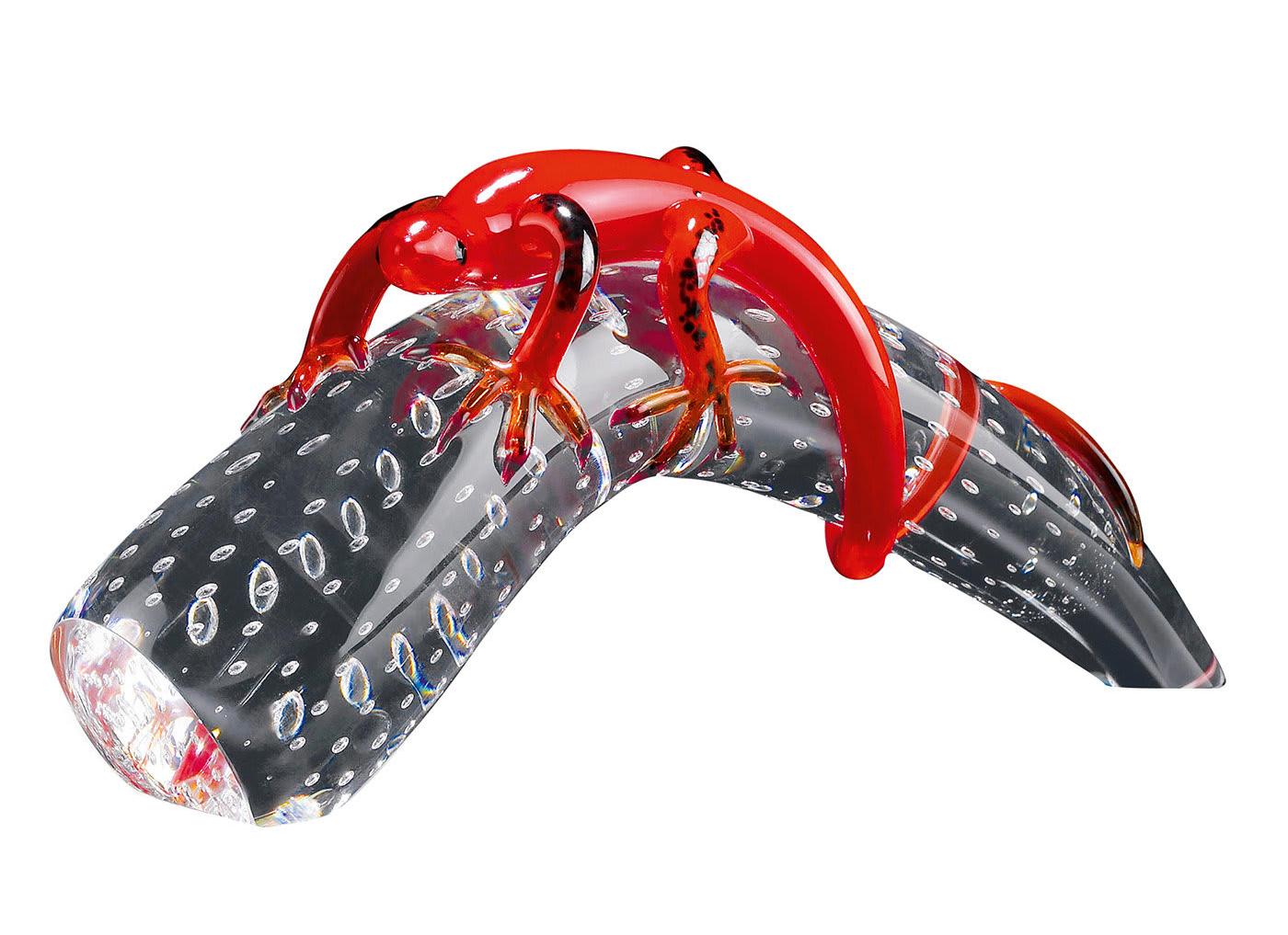Glass Horn with Gecko Figurine