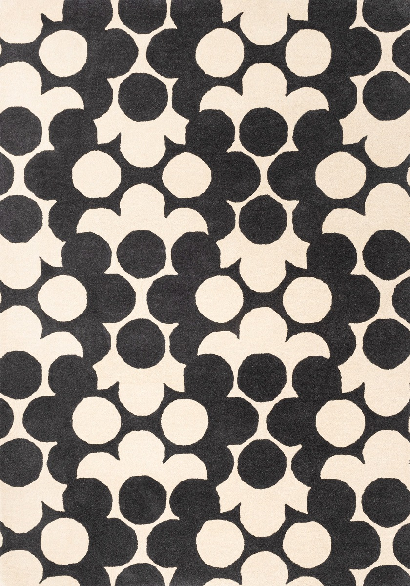 Flower Black & White Hand-Tufted Rug