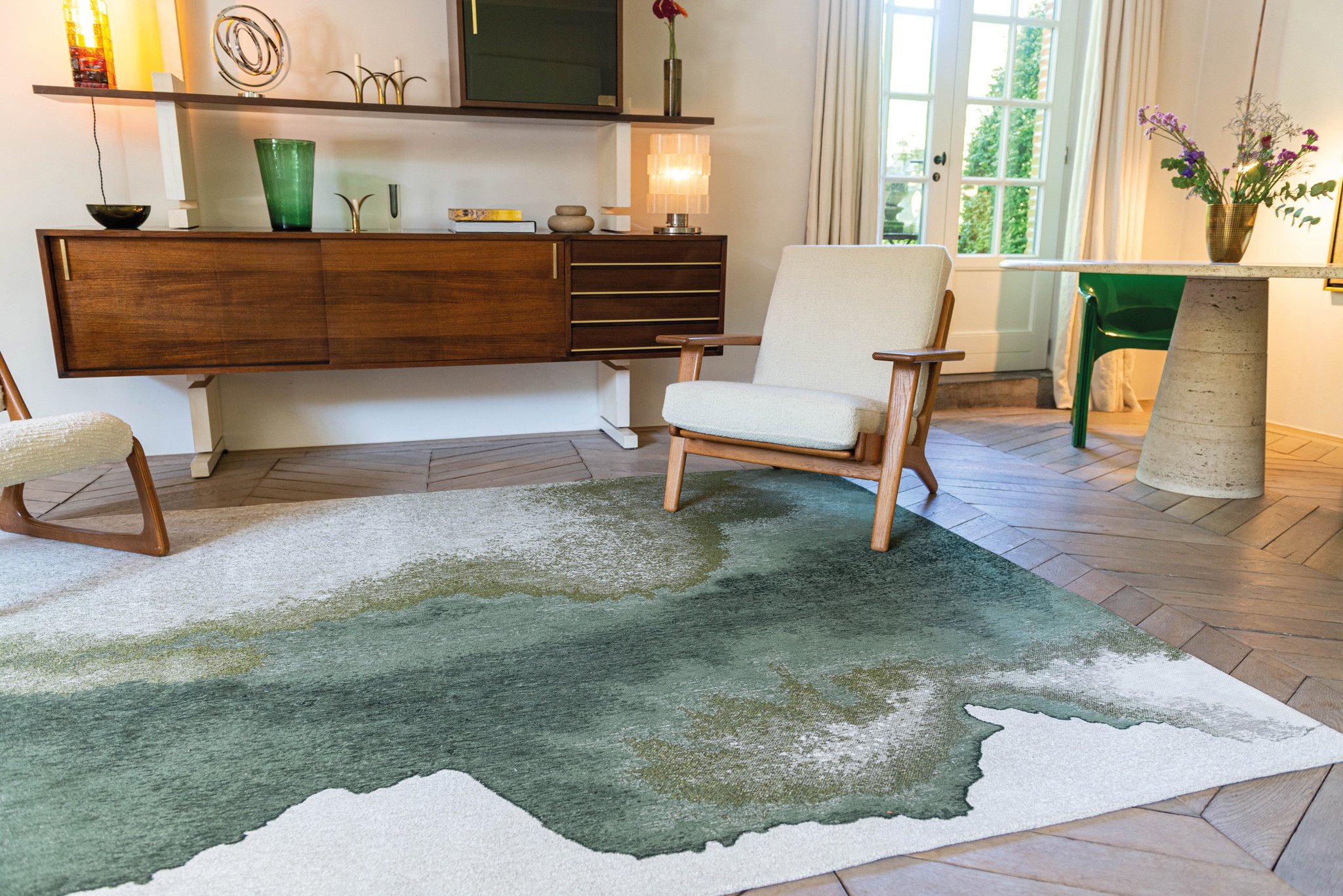 Palm Green Modern Rug