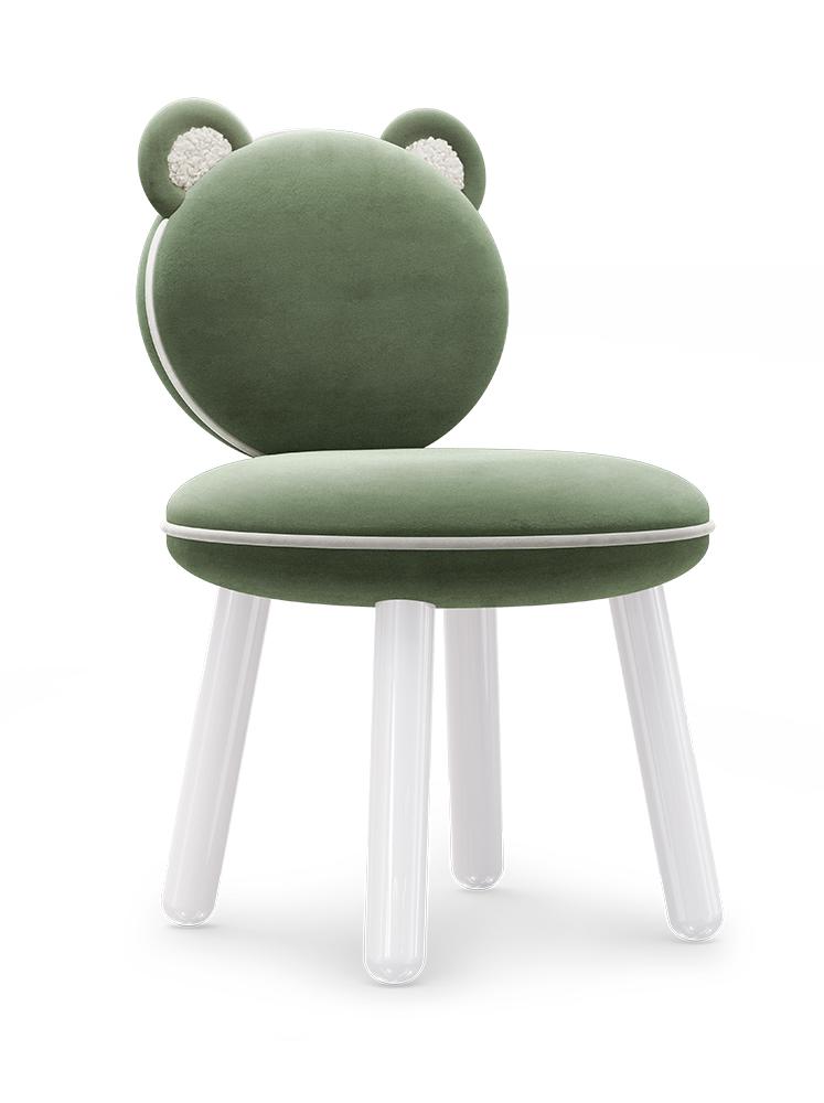 Fluffy Bear Green Kids Chair