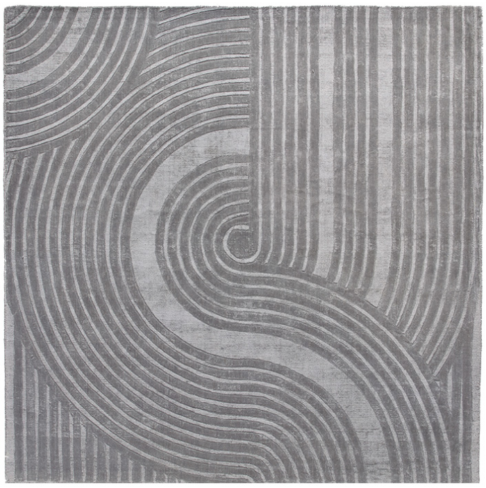 Designer Grey Rug ☞ Size: 6' 7" x 6' 7" (200 x 200 cm)