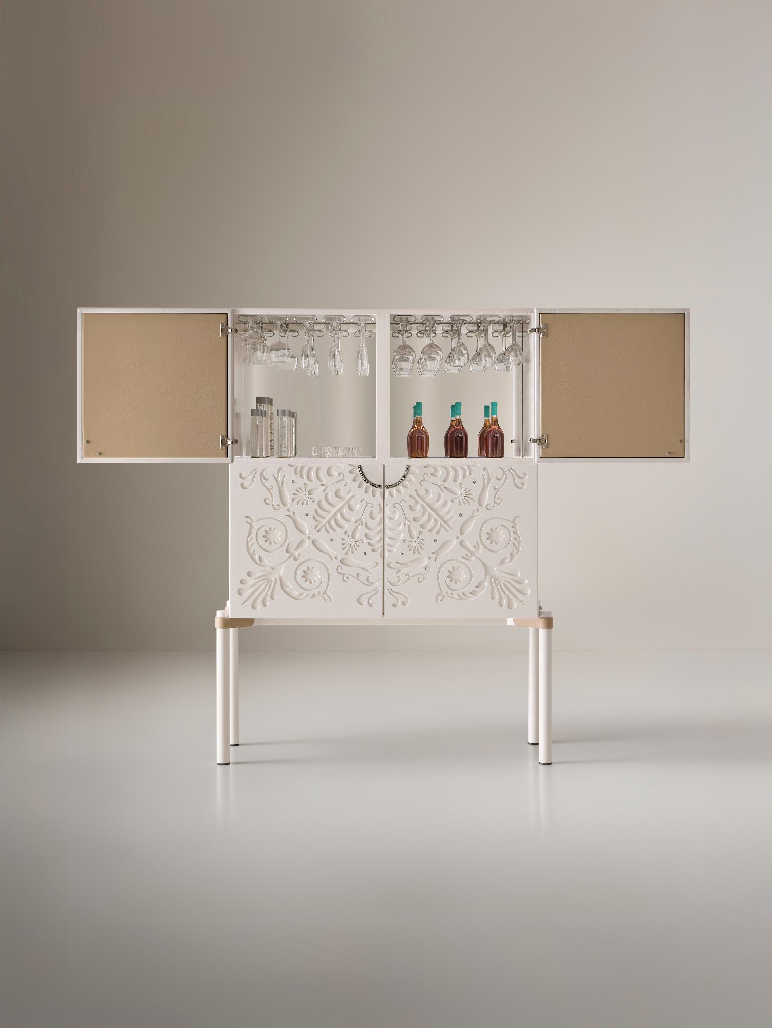 Alexandra Contemporary White Bar Cabinet