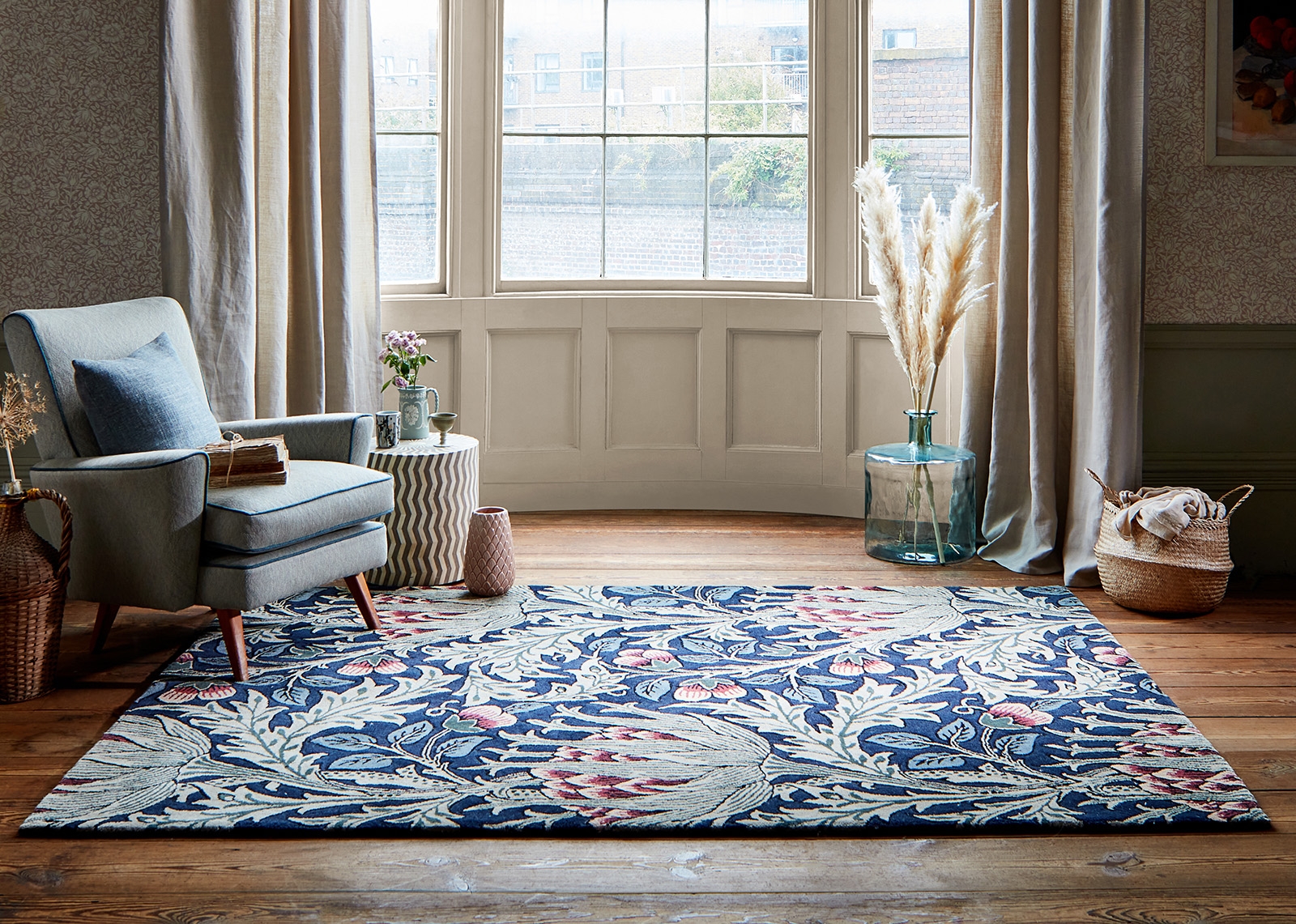 Artichoke Handtufted Blue Rug