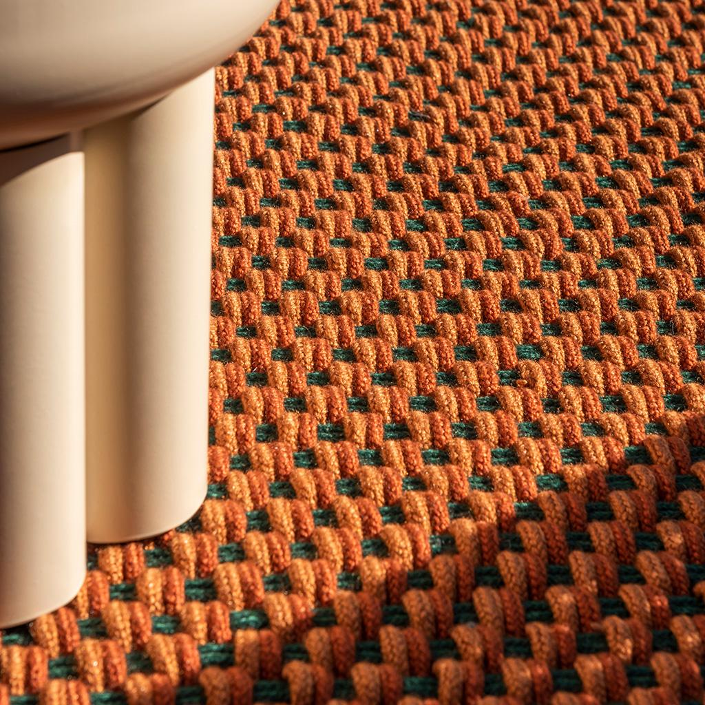 Braided Tri-Color Outdoor Rug in Bright Orange