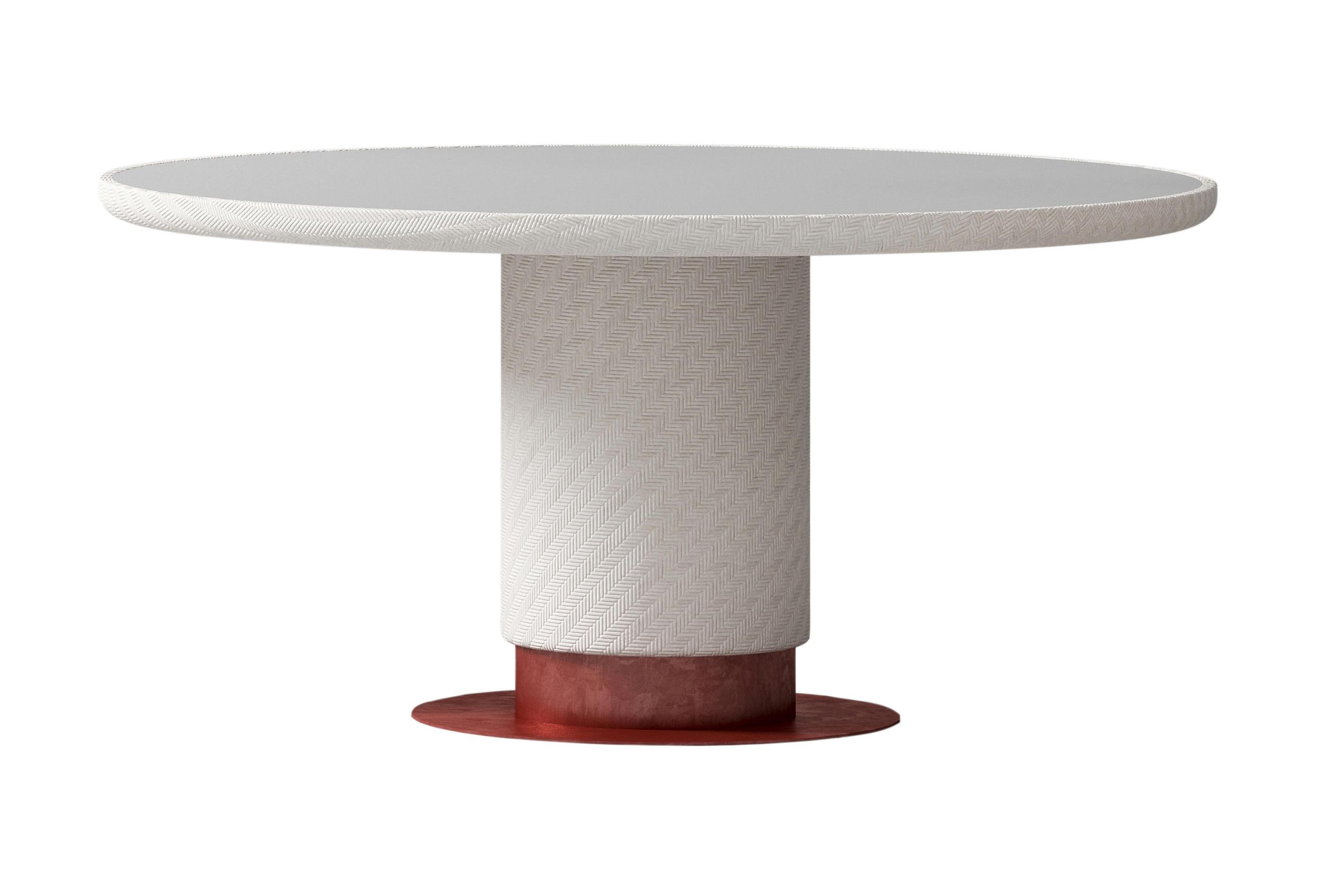 White And Red Round Dining Table