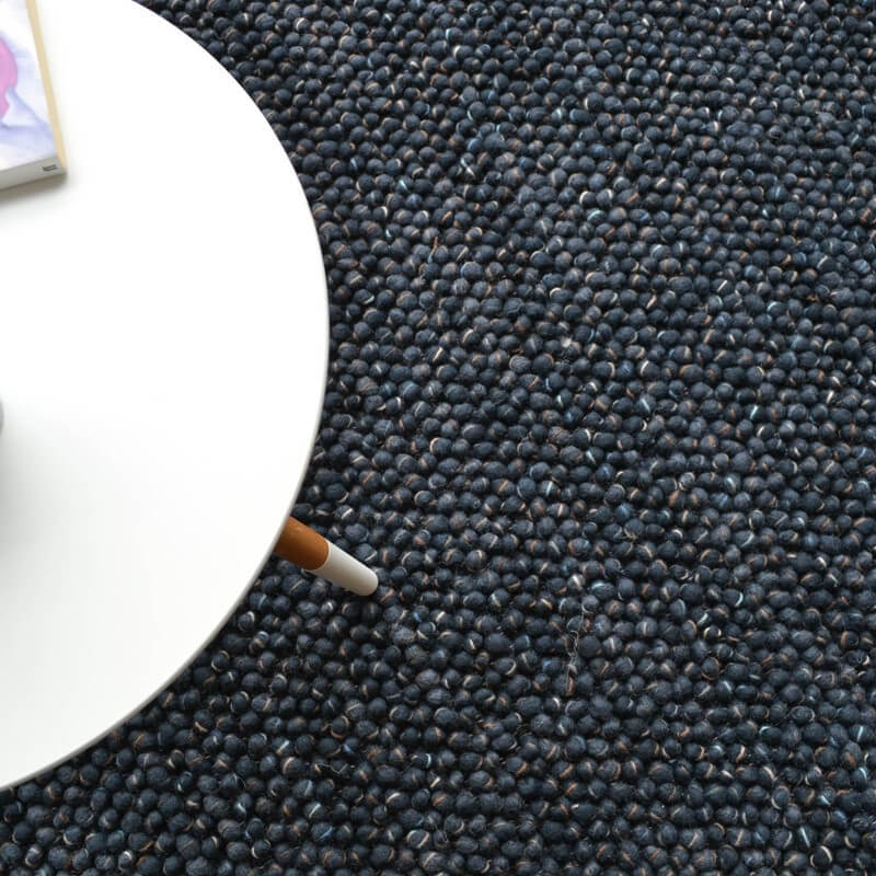 Handwoven Navy Wool / Jute Rug