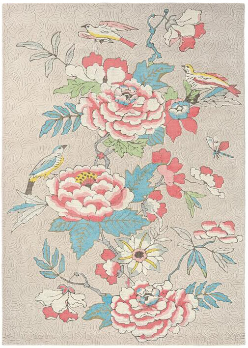 Floral Wool & Viscose Rug ☞ Size: 4' x 6' (120 x 180 cm)