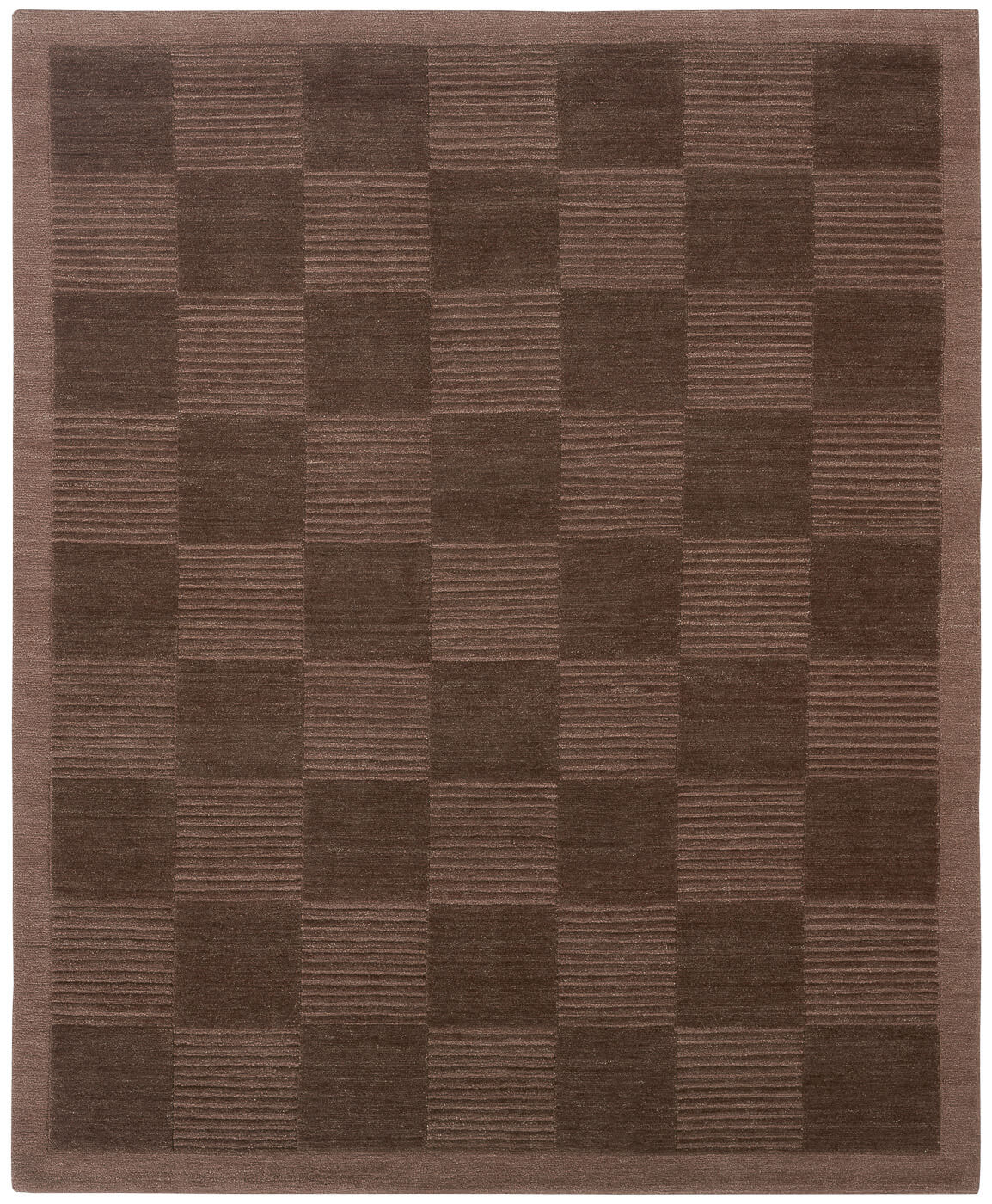 Hand-Knotted Deep Embossed Brown Rug