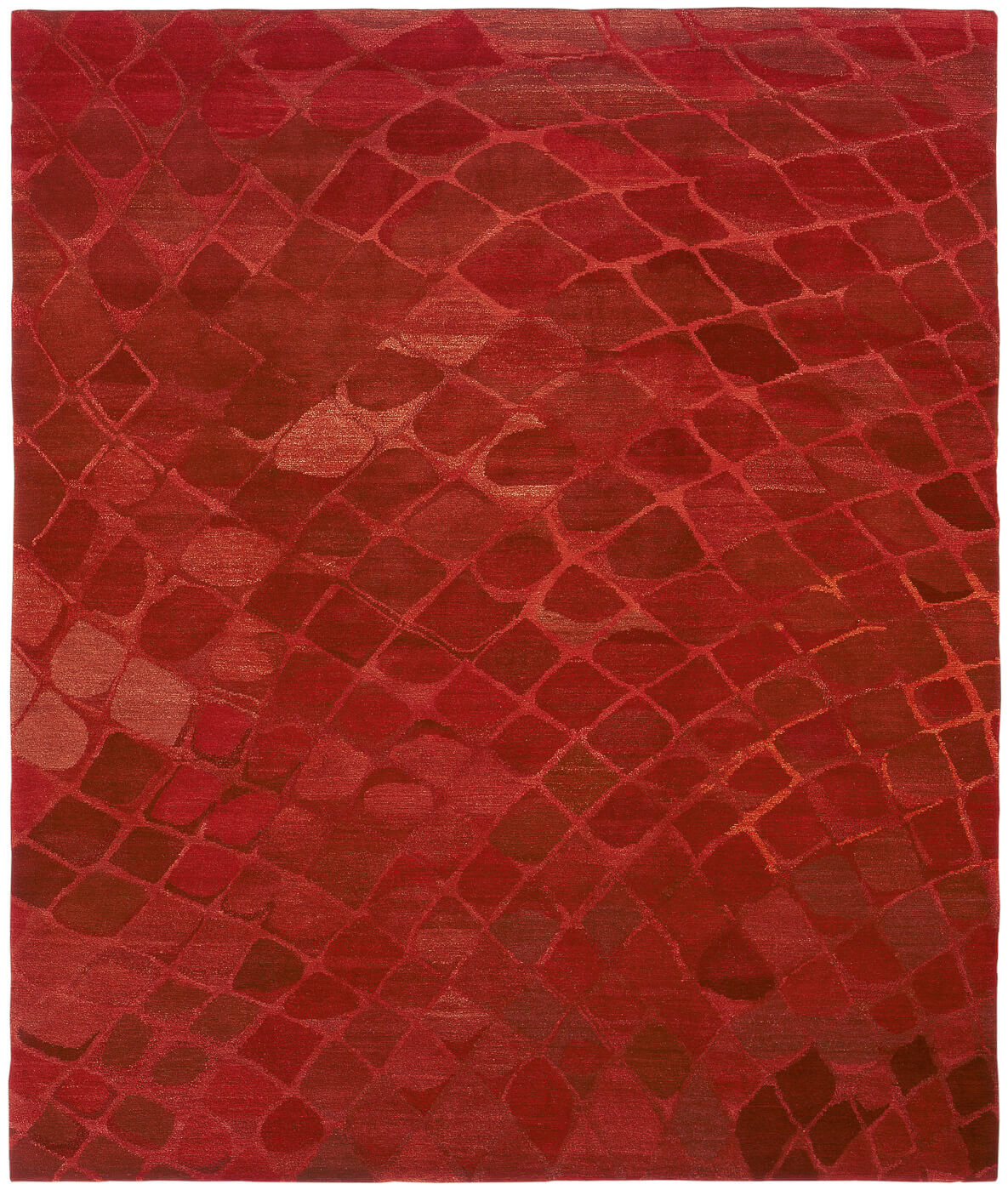 Hand-Knotted Snake Red Rug
