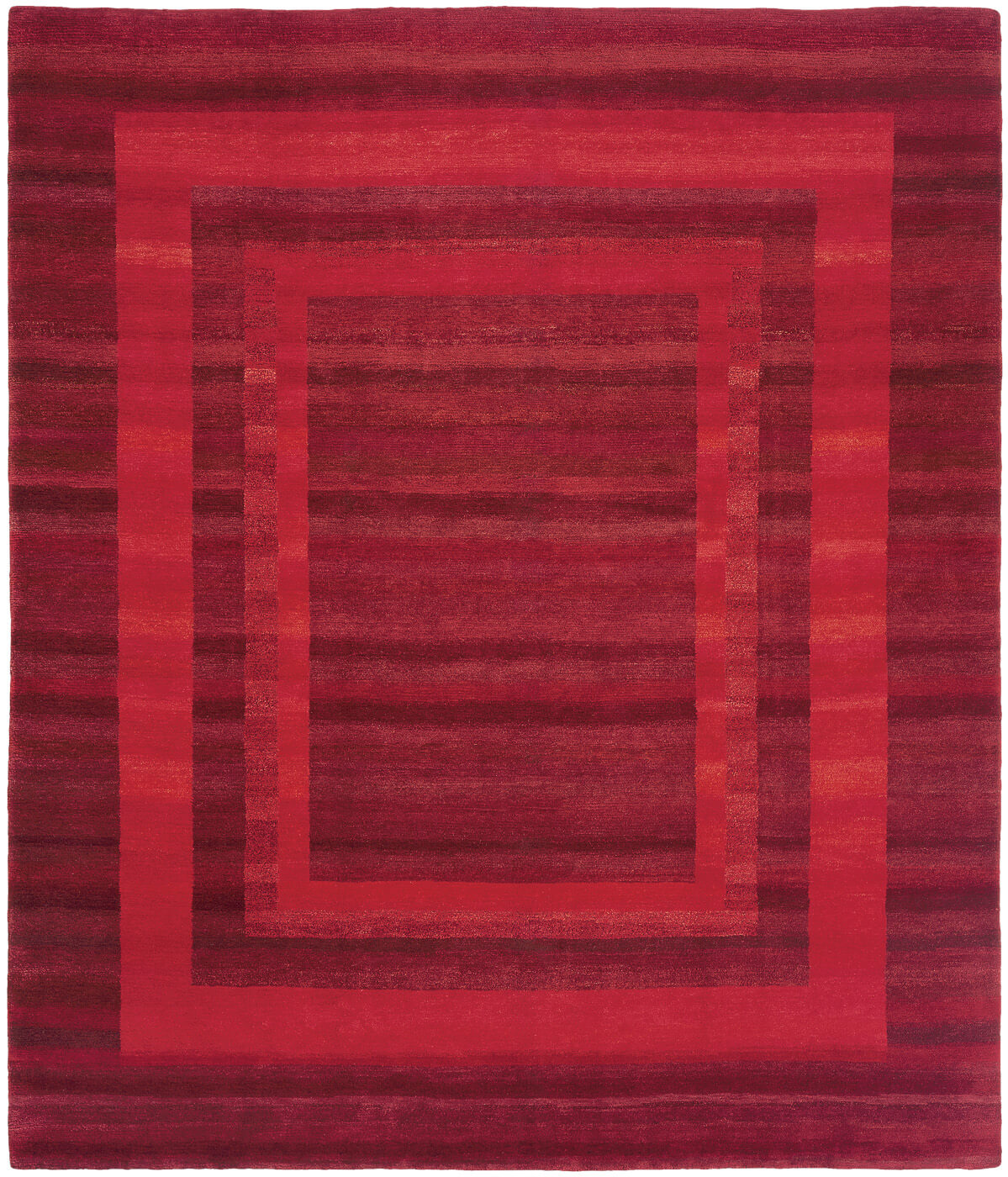 Hand-Knotted Wool Red Frame Rug