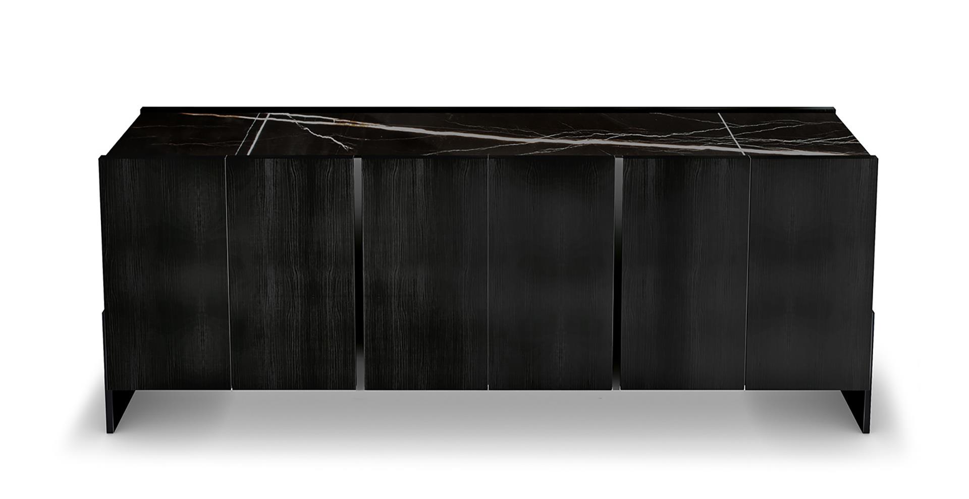 Black Sideboard with Marble Top