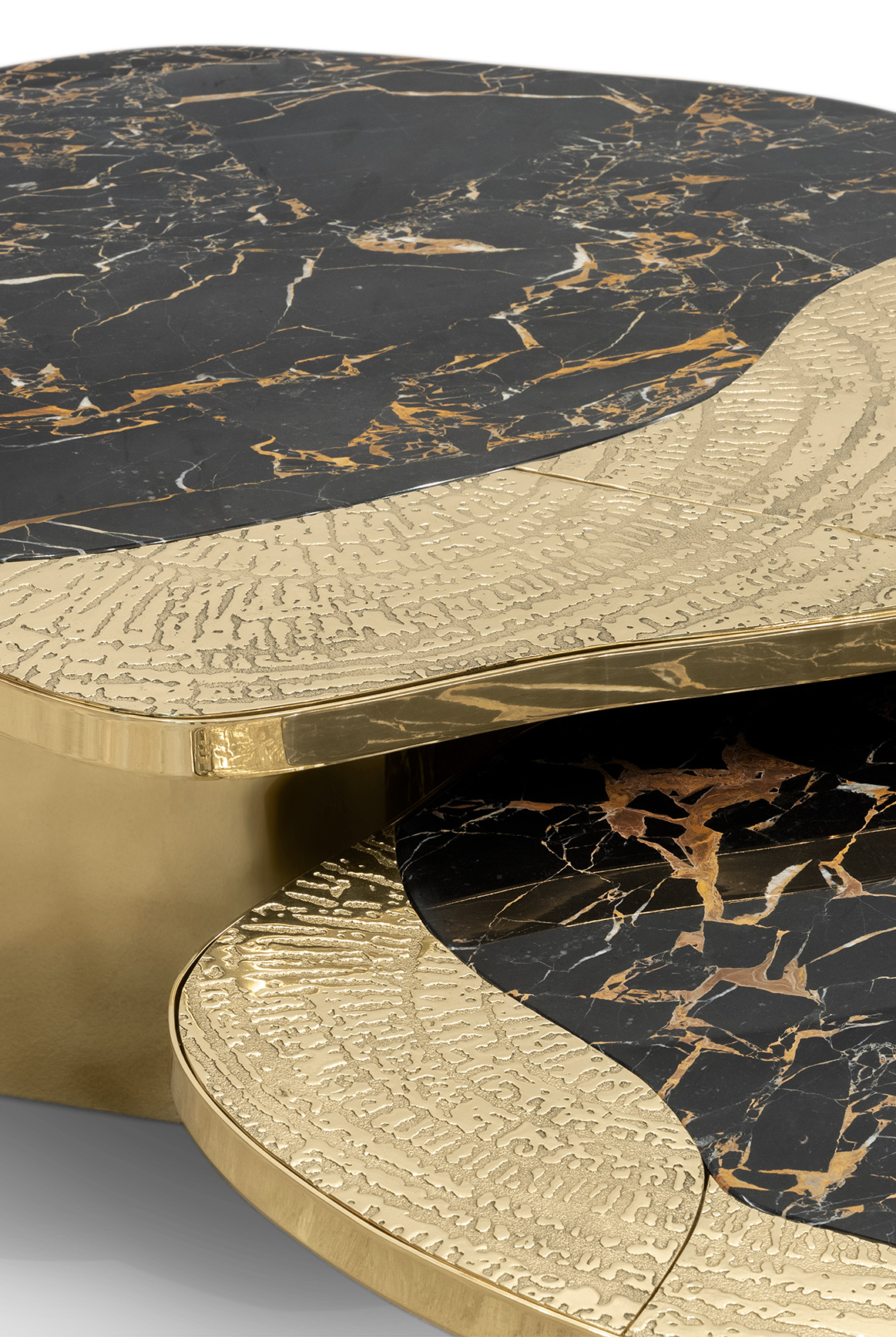 Athena Portoro Marble & Gold Table Set