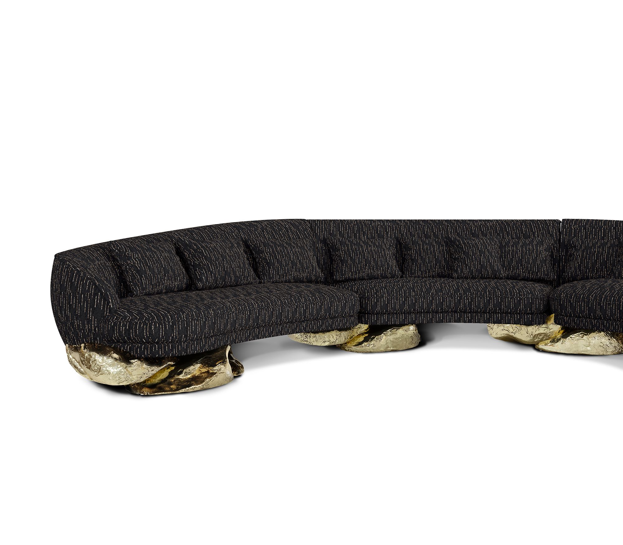 Angora Black Curved Sofa
