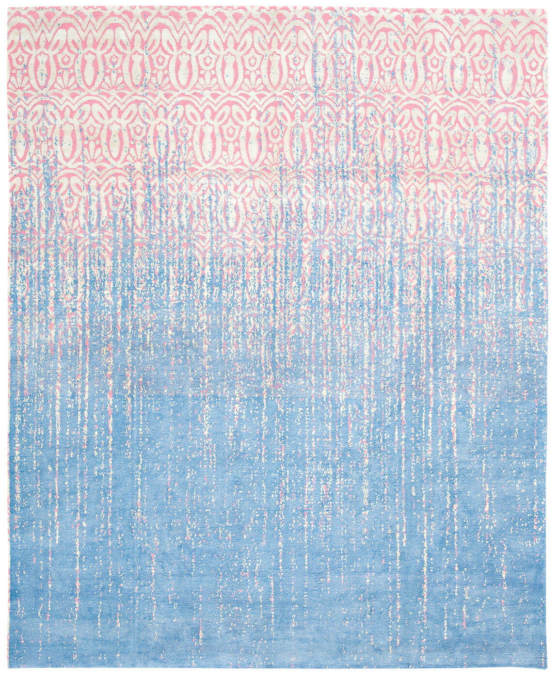 Blue & Pink Hand-knotted Art Rug