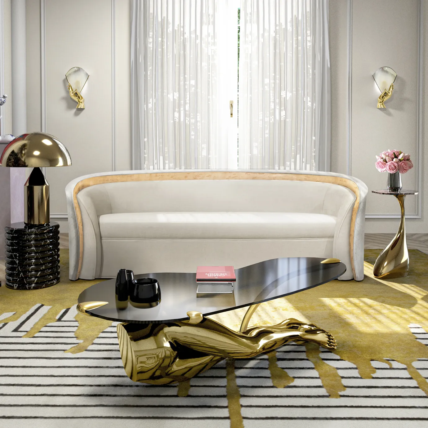 Tavo Polished Brass Coffee Table