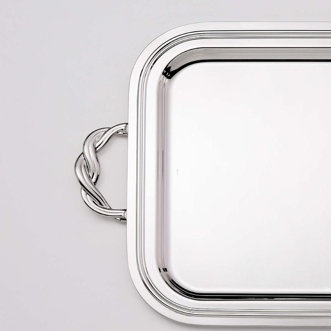 Rectangular Silver-Plated Tray with Handles