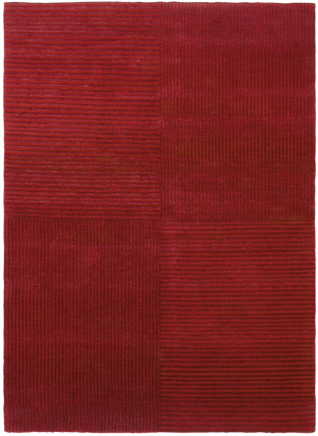 Hand-Knotted Wool Red Stripes Rug