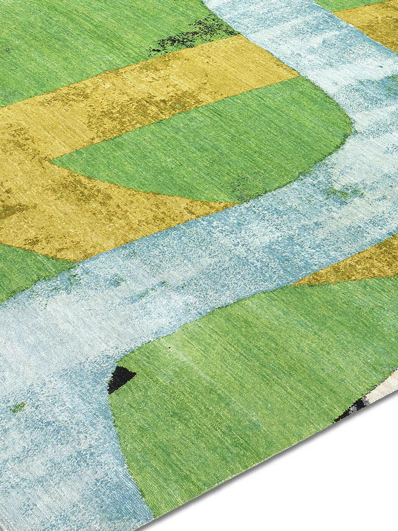 Original Green / Yellow Luxury Handmade Rug