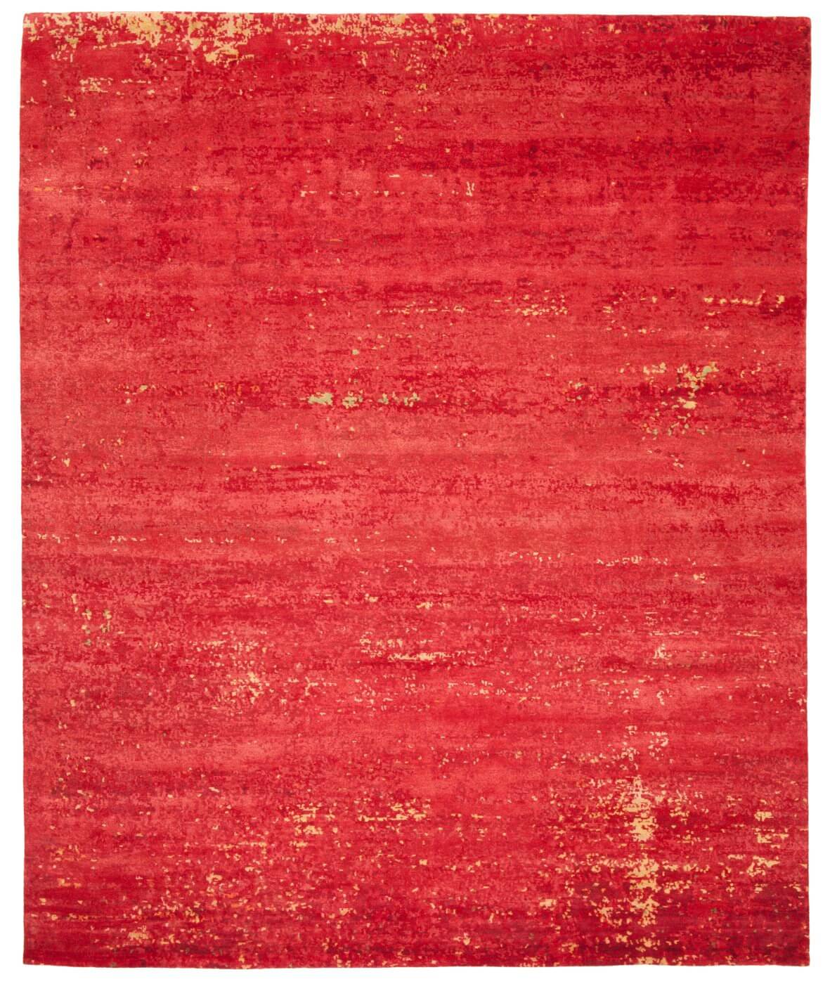 Hand-Knotted Artwork Red Rug