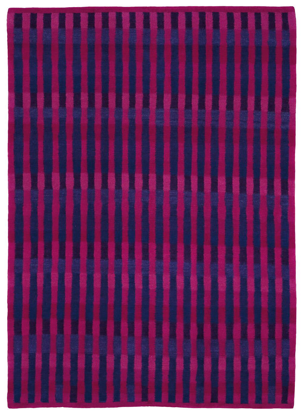 Hand-Knotted Wool Pink / Purple Stripes Rug