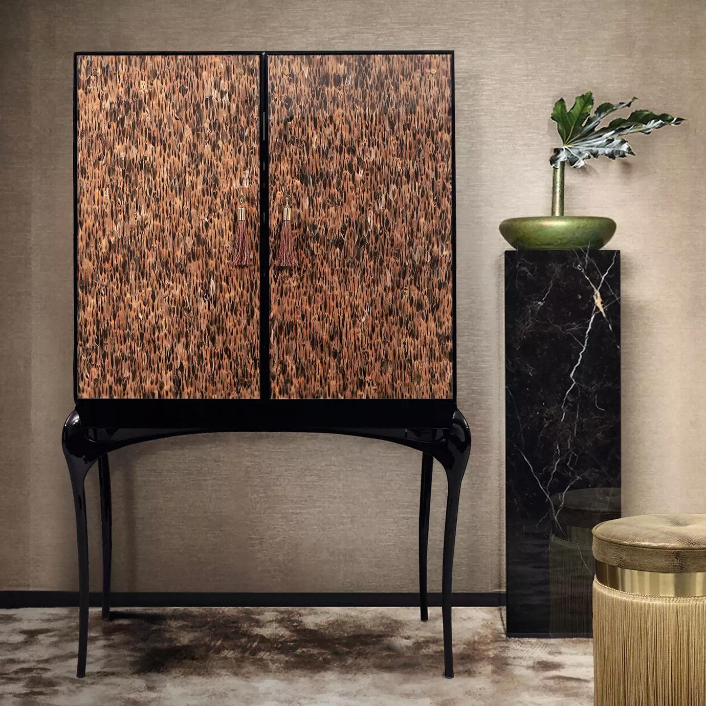 Allure Golden Feather Bar Cabinet