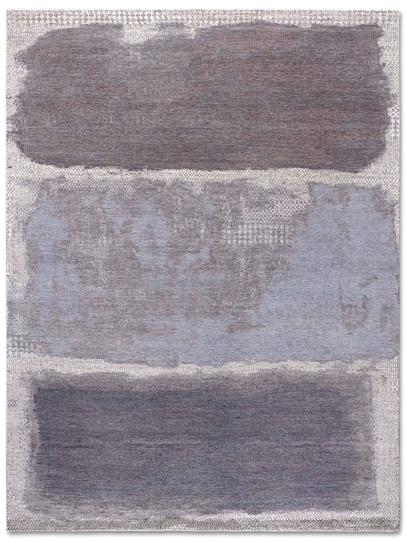 Grey Light Blue Luxury Handmade Rug