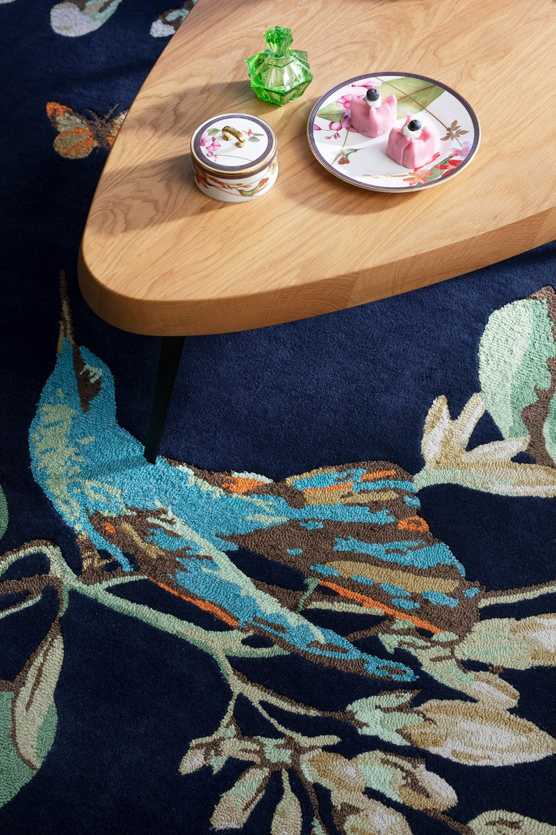 Hummingbird Navy Rug