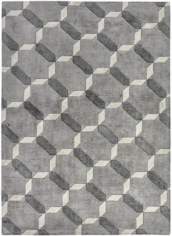 Geometric Hand-Tufted Viscose Grey Rug ☞ Size: 300 x 400 cm
