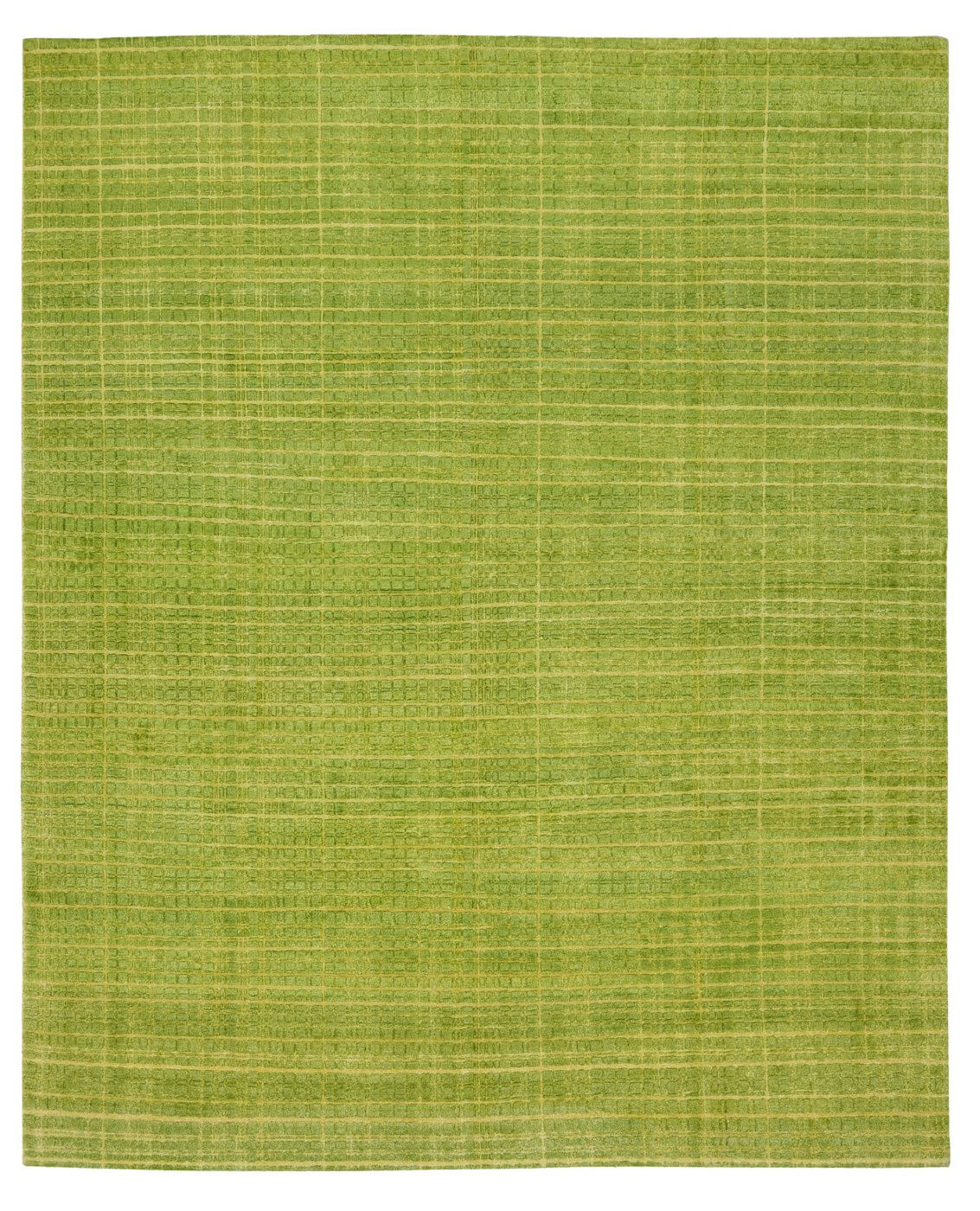 Grid Green Hand-Knotted Rug