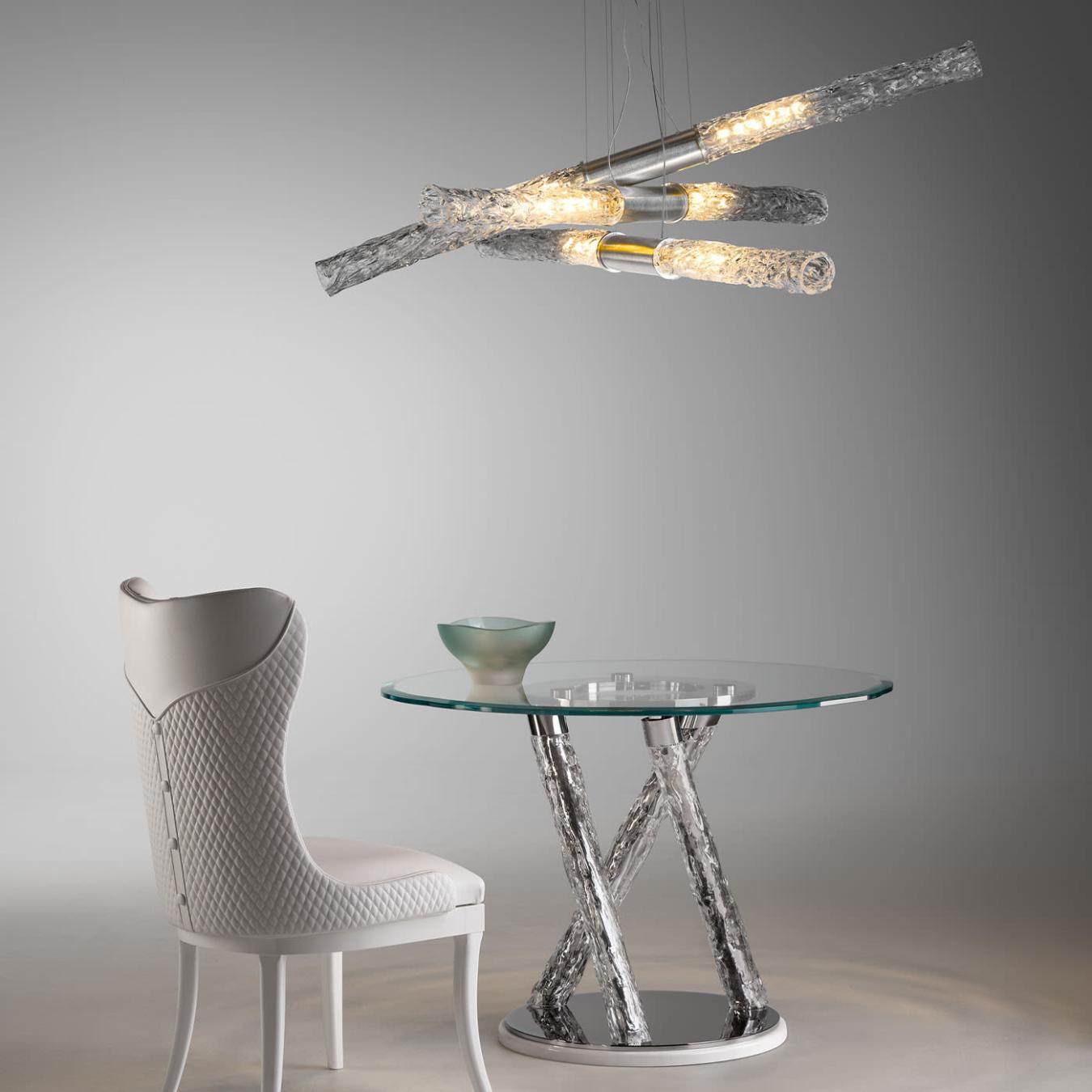 Round Glass Dining Table with Sculptural Legs