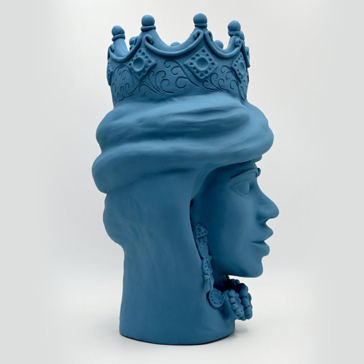 Moor's Head Blue Matte Sculpture