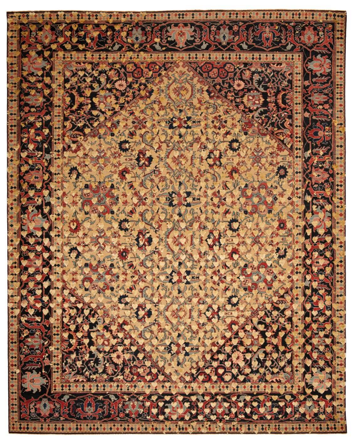 Multicolour Yellow Hand Knotted Wool & Silk Rug