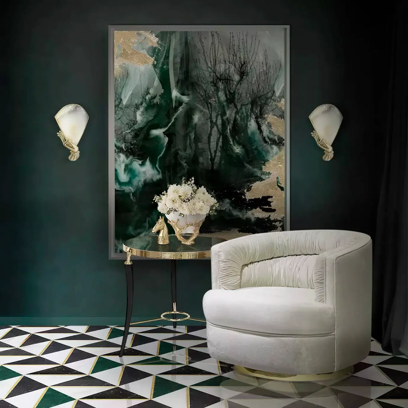 Gisette Peacock Feather Side Table