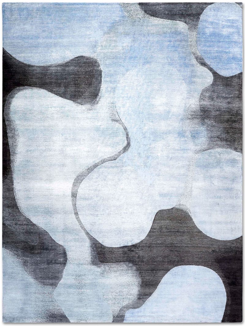 Blue Hand-Woven Rug ☞ Size: 122 x 183 cm