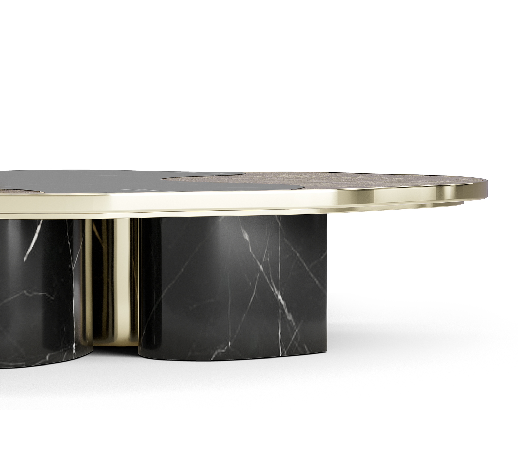 Athena Nero Marble & Gold Table Set