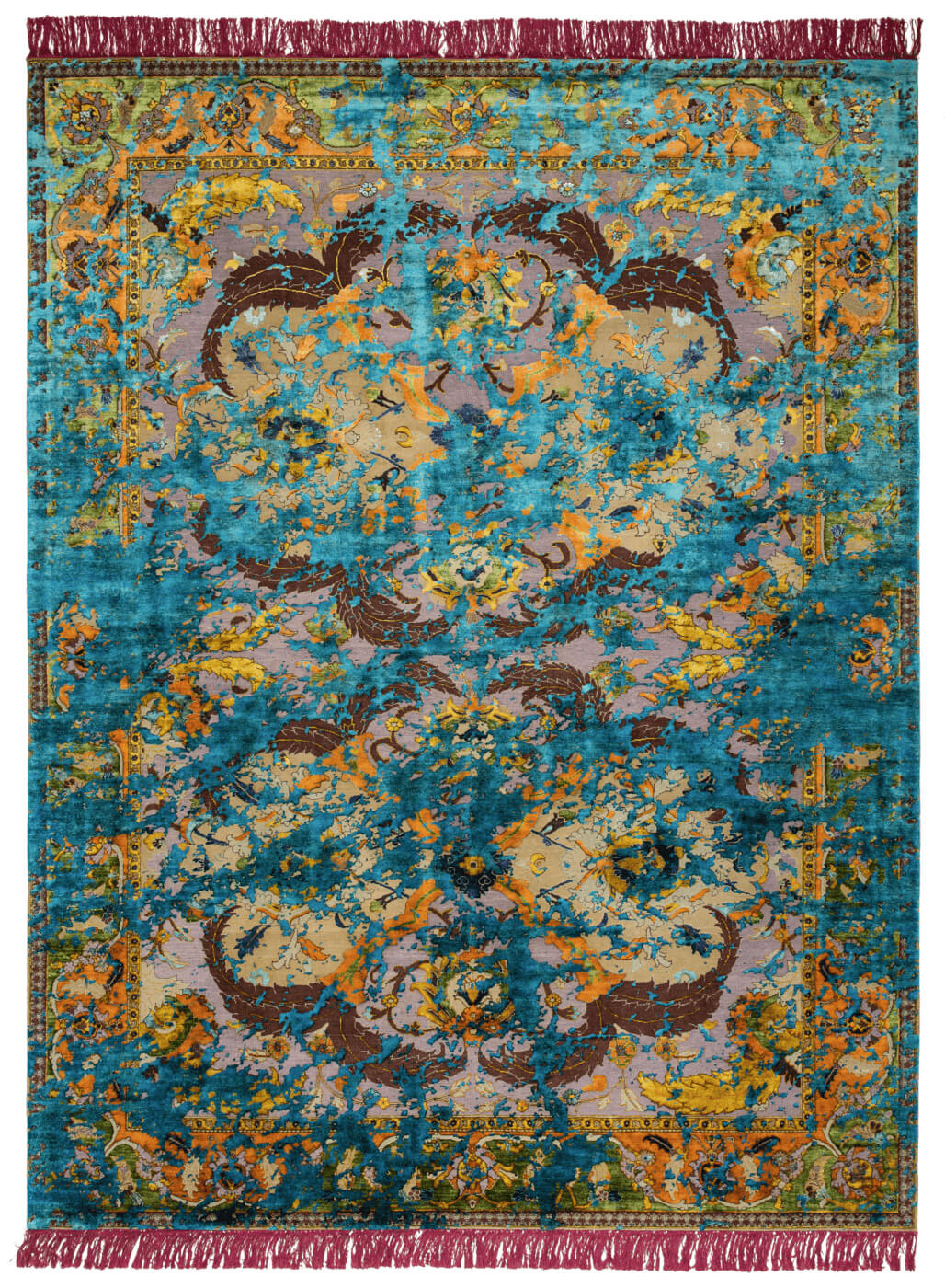 Oriental Polonaise Blue Hand-Knotted Rug