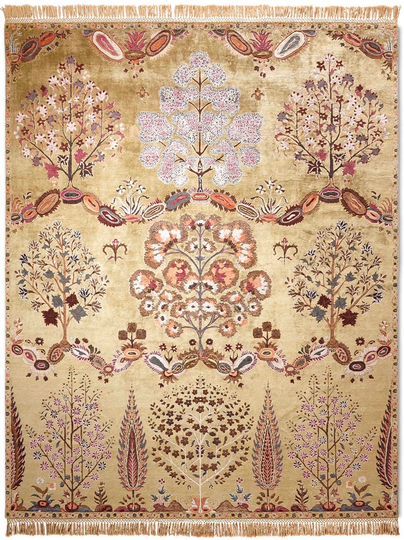 Mughal Yellow Hand-Woven Rug ☞ Size: 305 x 427 cm