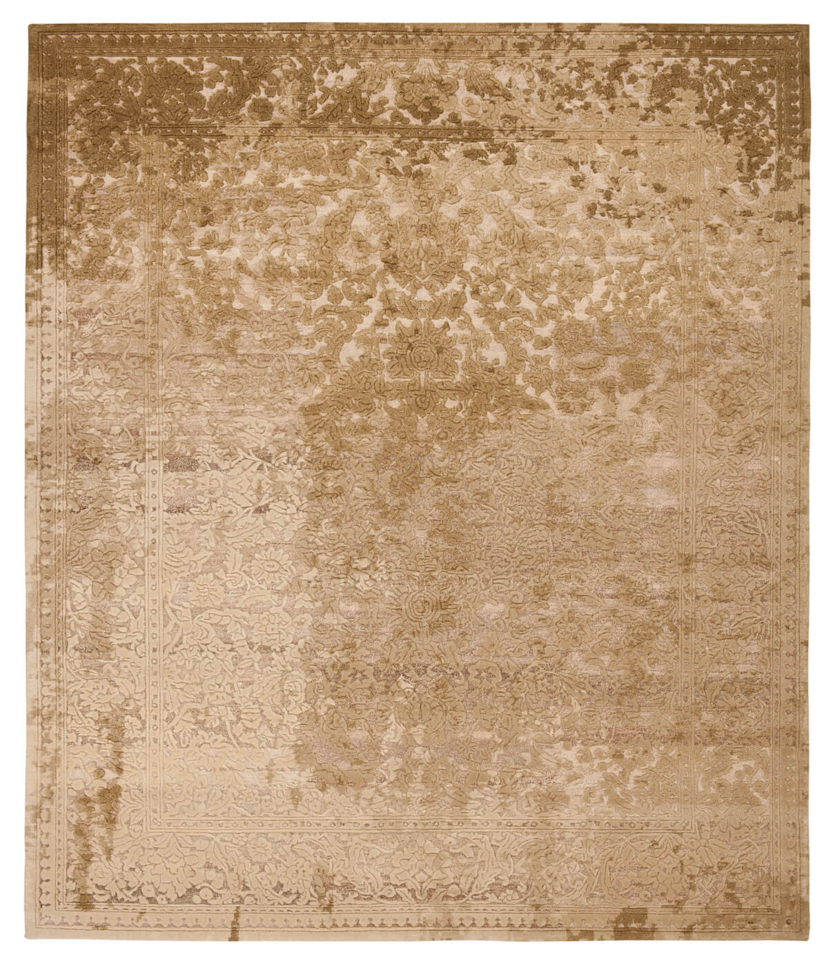 Faded Medallion Wool / Silk Beige Rug