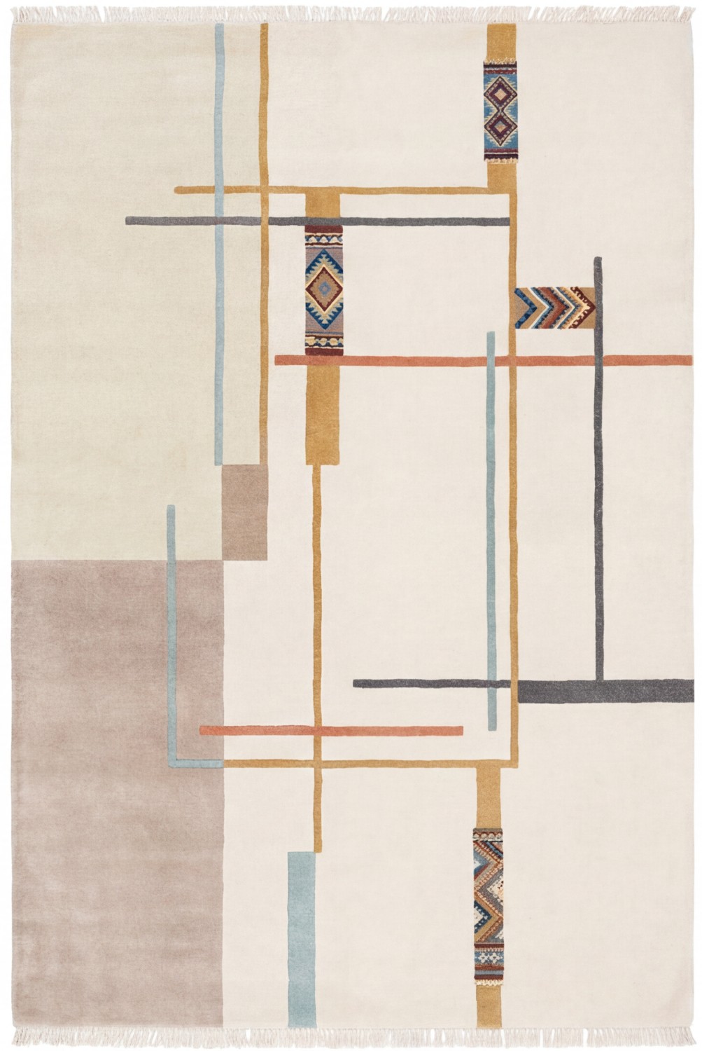 Linear Atlas Warm Handcrafted Rug