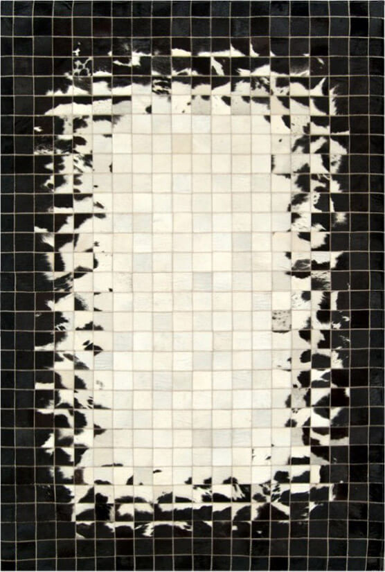 Mosaic Black & White Cowhide Rug