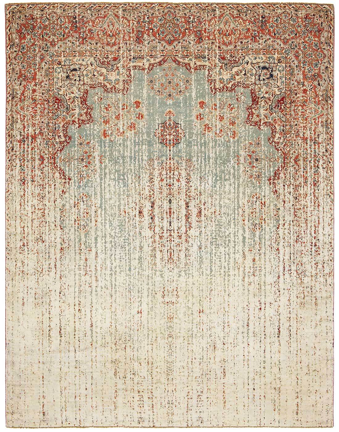 Red Hand Knotted Wool & Silk Rug