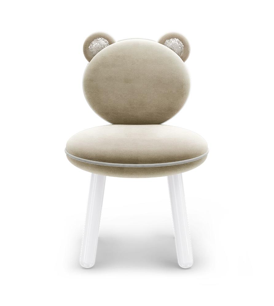 Fluffy Bear Cream Kids Chair