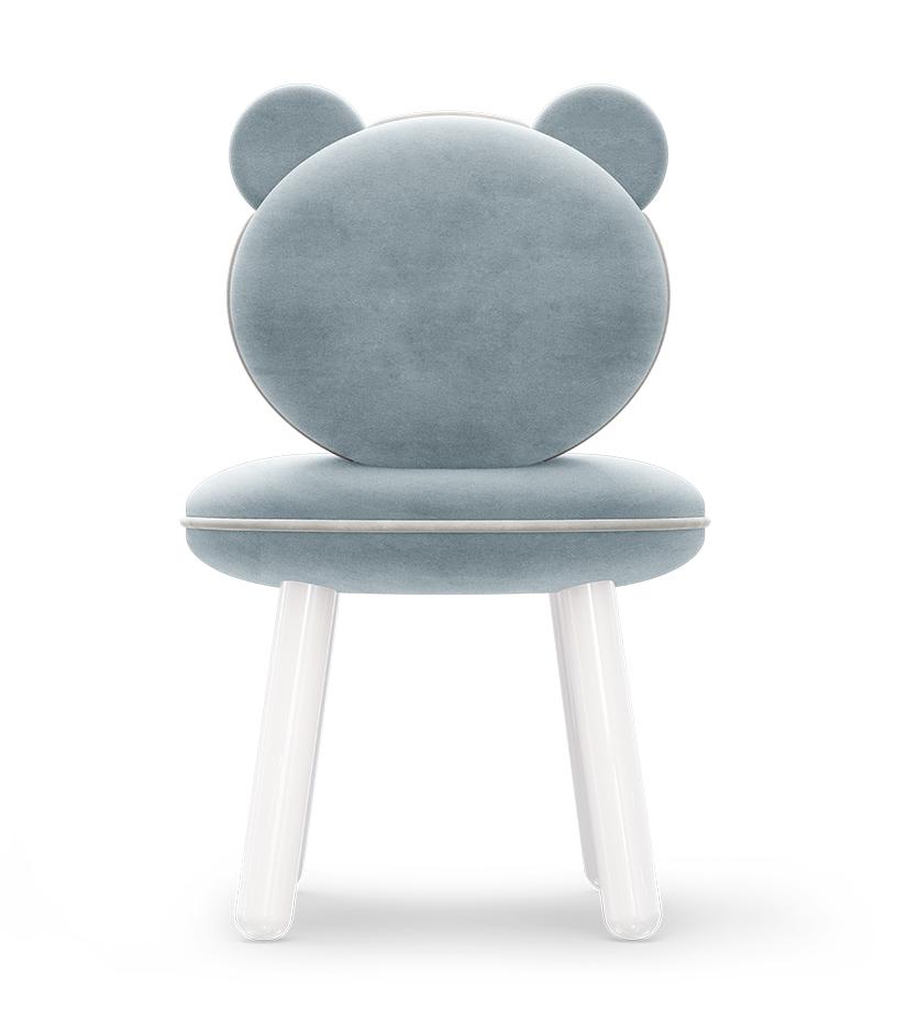 Fluffy Bear Light Blue Kids Chair