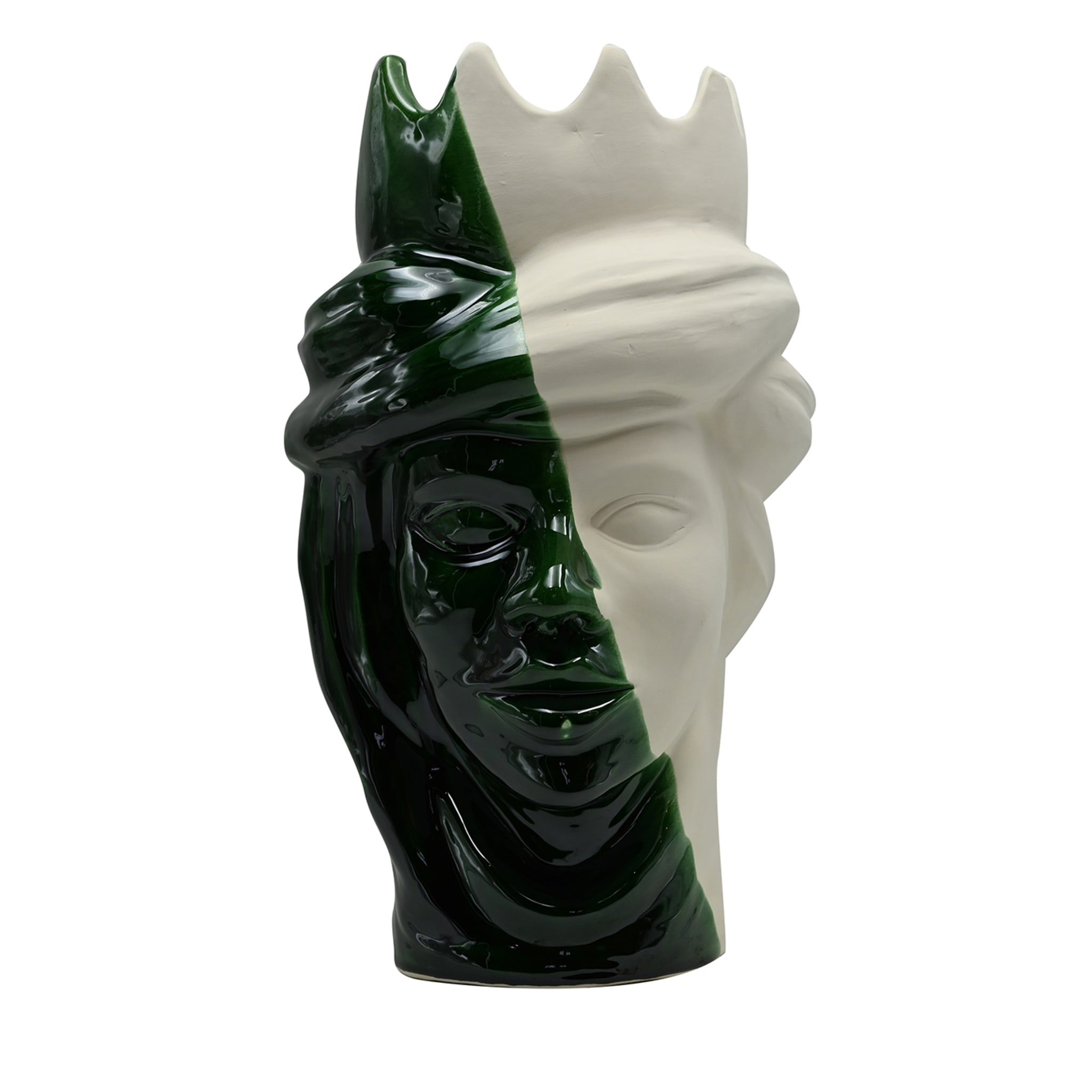 Green & White Moor's Head Sculpture